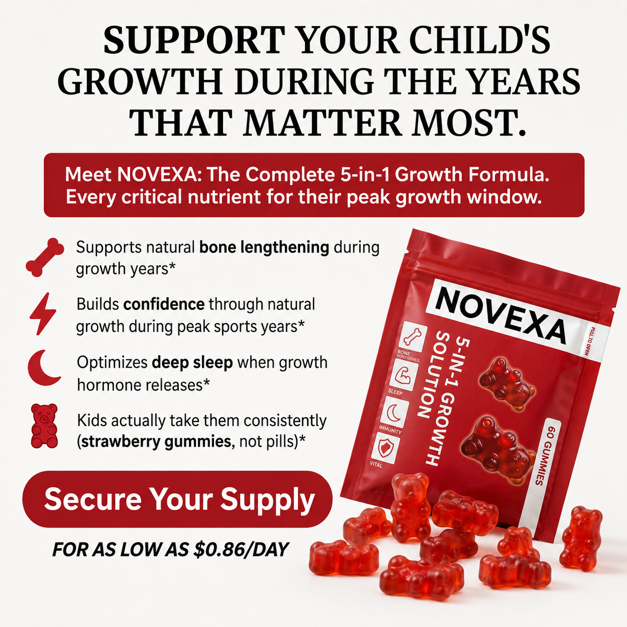 Novexa Health™ 5-in-1 Growth Gummies